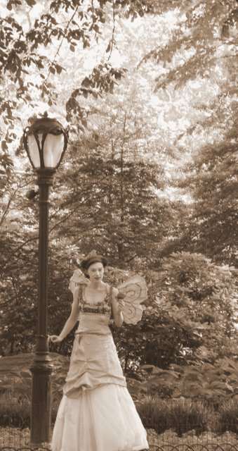 Figure in a park, sepia tones
